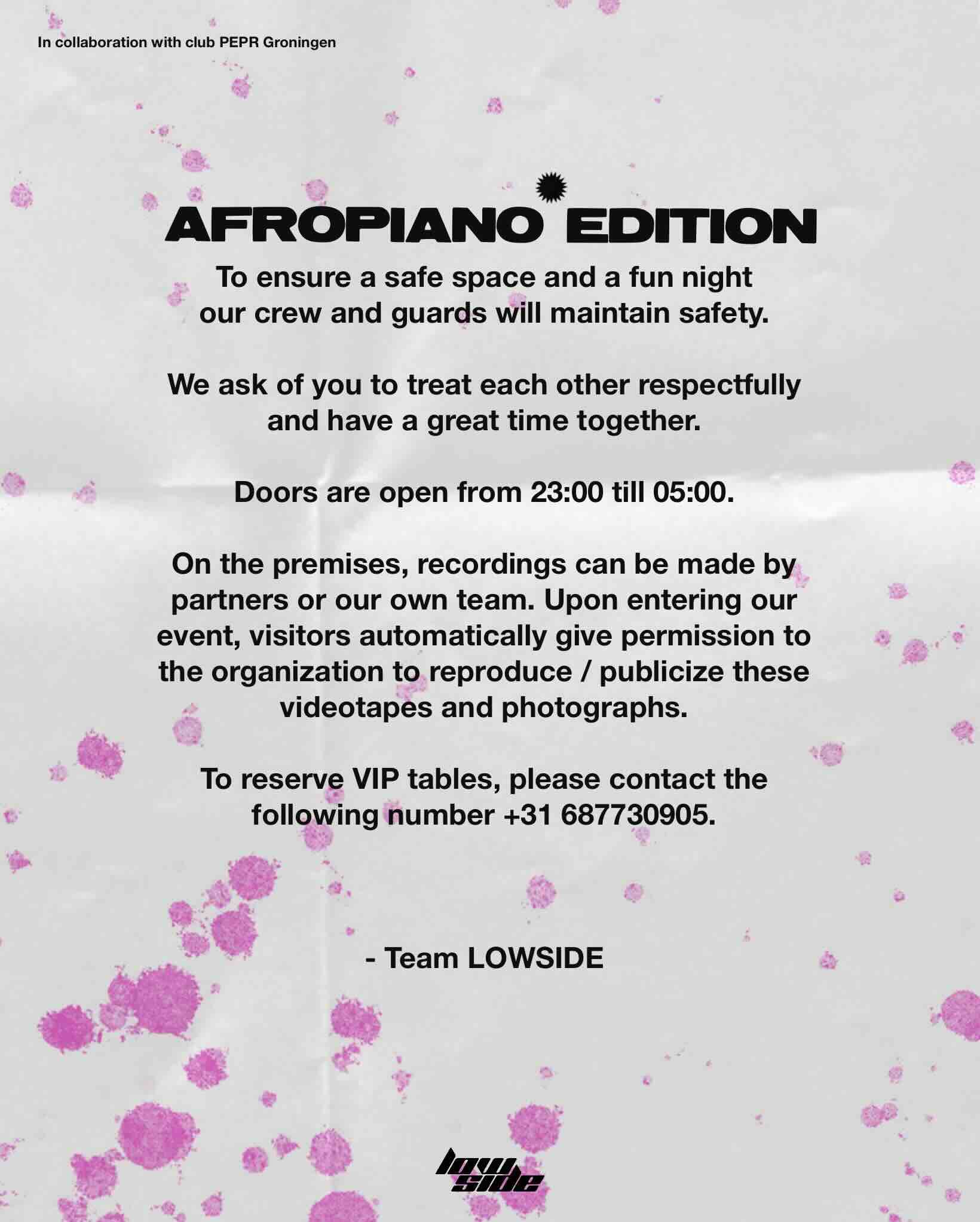 Lowside Afropiano edition announcement post